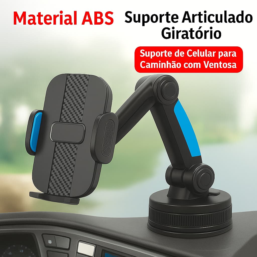 Suporte Veicular de Celular com Ventosa Super Forte e Braço Ajustável