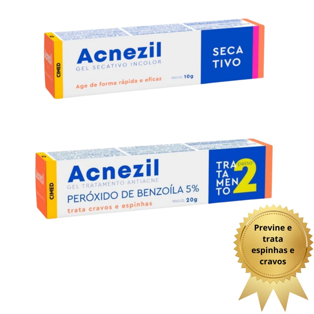 Kit Tratamento Anti-Acne: Gel Secativo + Peróxido de Benzoíla Acnezil