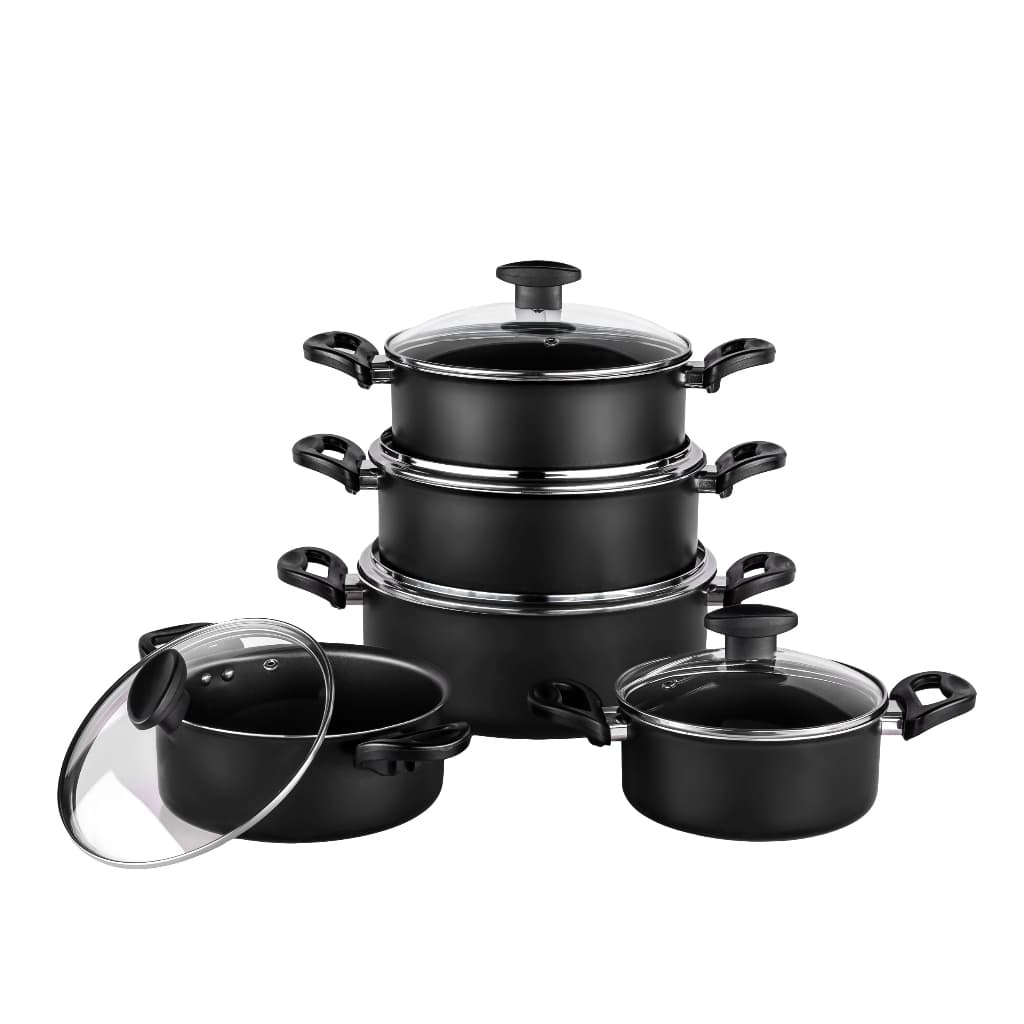 Jogo de Panelas Antiaderente Cozillar Caçarolas com Tampas de Vidro