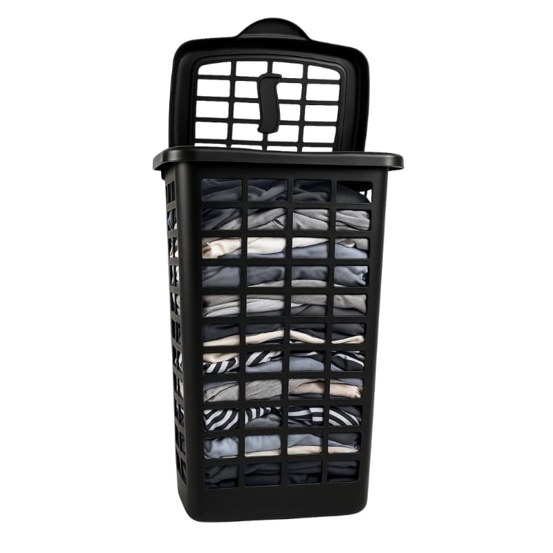 Cesto de Roupas Telado 28L Com Tampa Basculante Preto Resistente