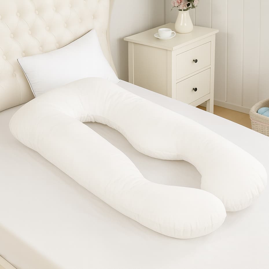 Travesseiro de Corpo para Gestante Grávida 1,20x60 Anti-Alérgico 100% Poliéster