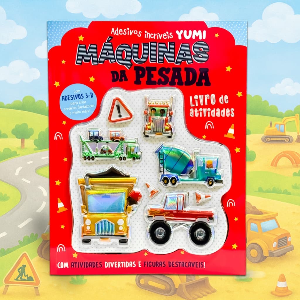 Livro Interativo : Máquinas Pesadas Veículos | Cartilha De Atividades 3D Jogos E Exercícios - Para Crianças
