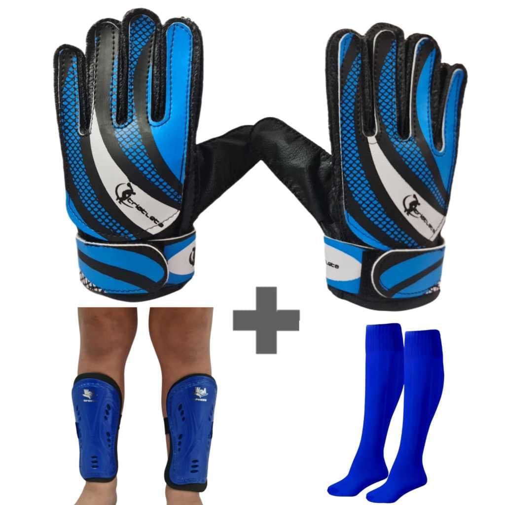 Kit Luva + Caneleira + Meião Infantil Para Futebol