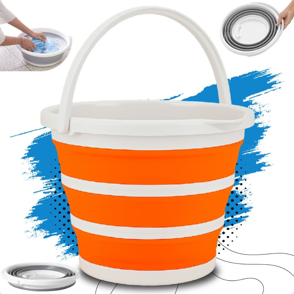 Balde Retrátil Dobrável Flexível Versátil Com Alça 13 Litros