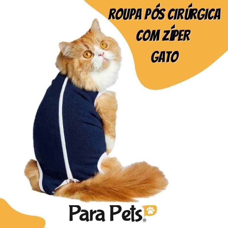 ROUPA PÓS CIRURGICA CASTRAÇÃO COM ZÍPER GATO