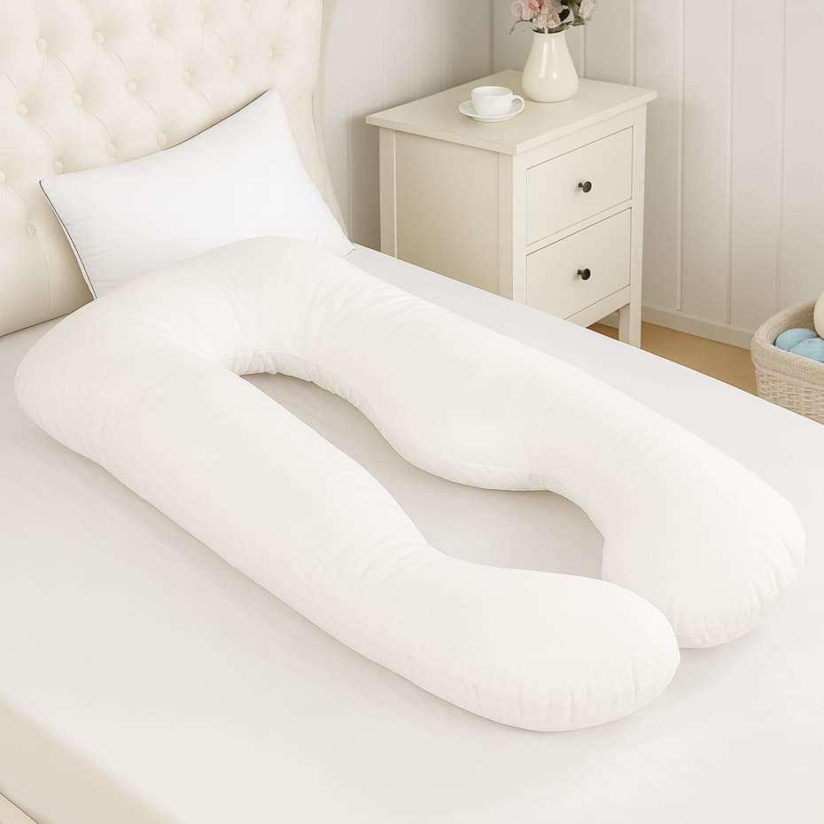 Travesseiro De Corpo para Gestante Grávida 1,20x60 Confortável e Macio 100% Poliéster