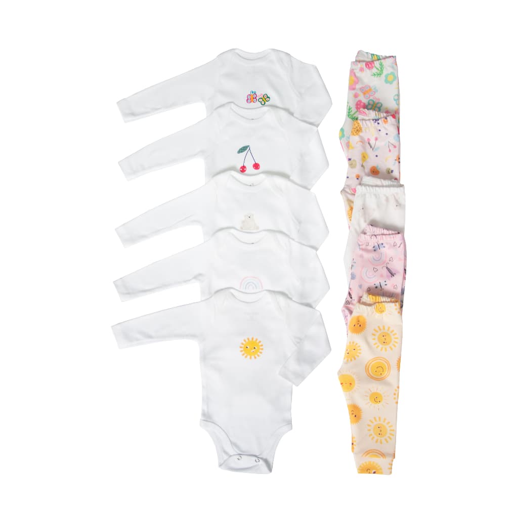 Kit 10 peças - Conjunto cerejinha, Borboletinha, Ursinho, Solzinho e Arco Íris