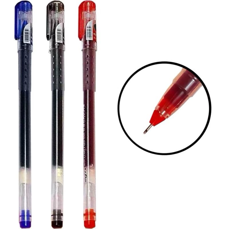 Caneta Gel Ponta Fina 0,6mm - 3 Unidades