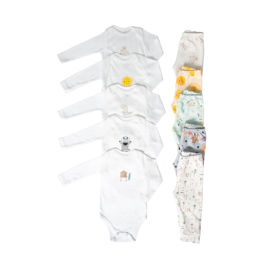 Kit 10 peças - Conjunto Pranchinha, Zebrinha, ursinho, Dino Rex, Solzinho