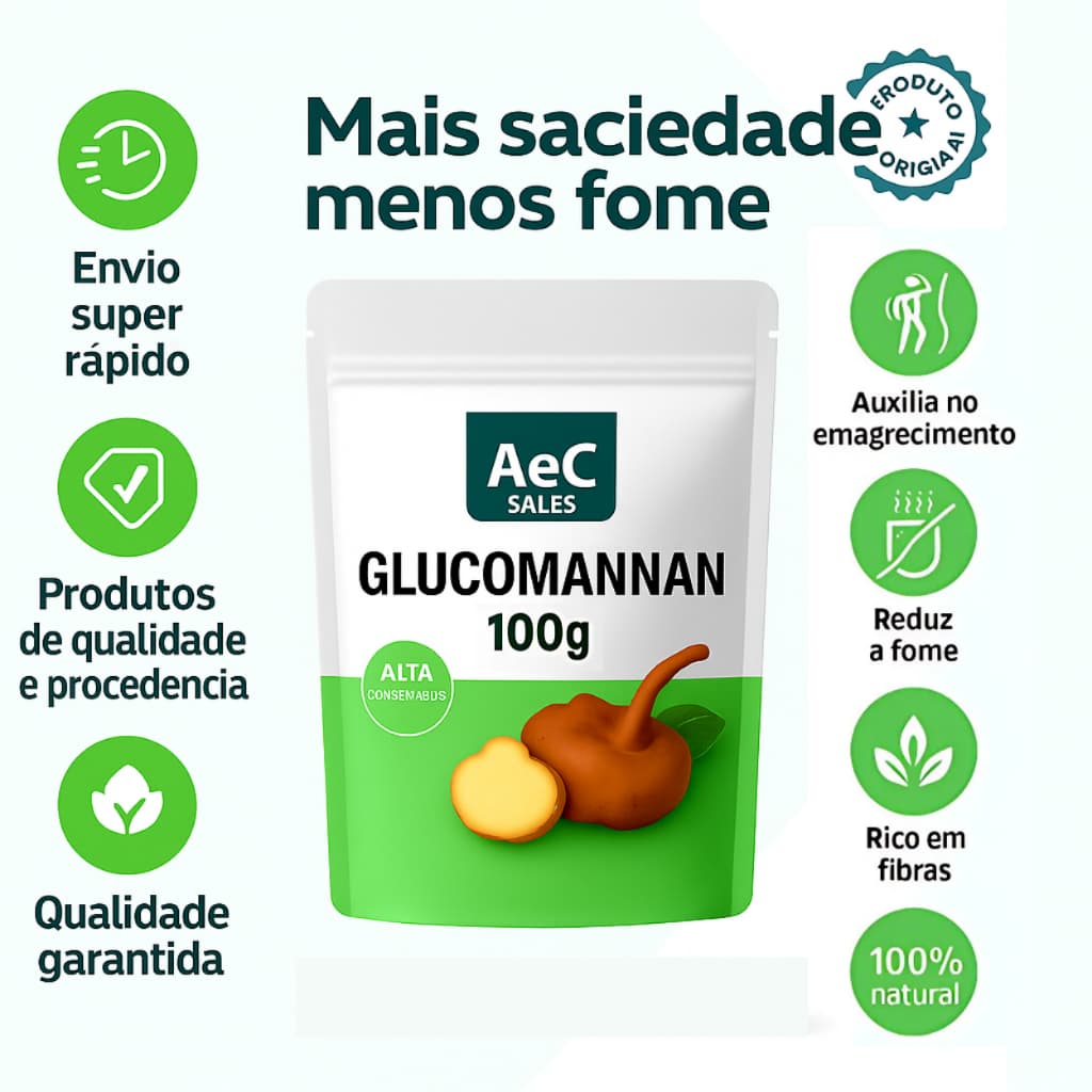 Glucomanano, Glucomannano, Glucomanan, Glucomannan Pó 100% Puro Fibra Raíz de Konjac Saudável