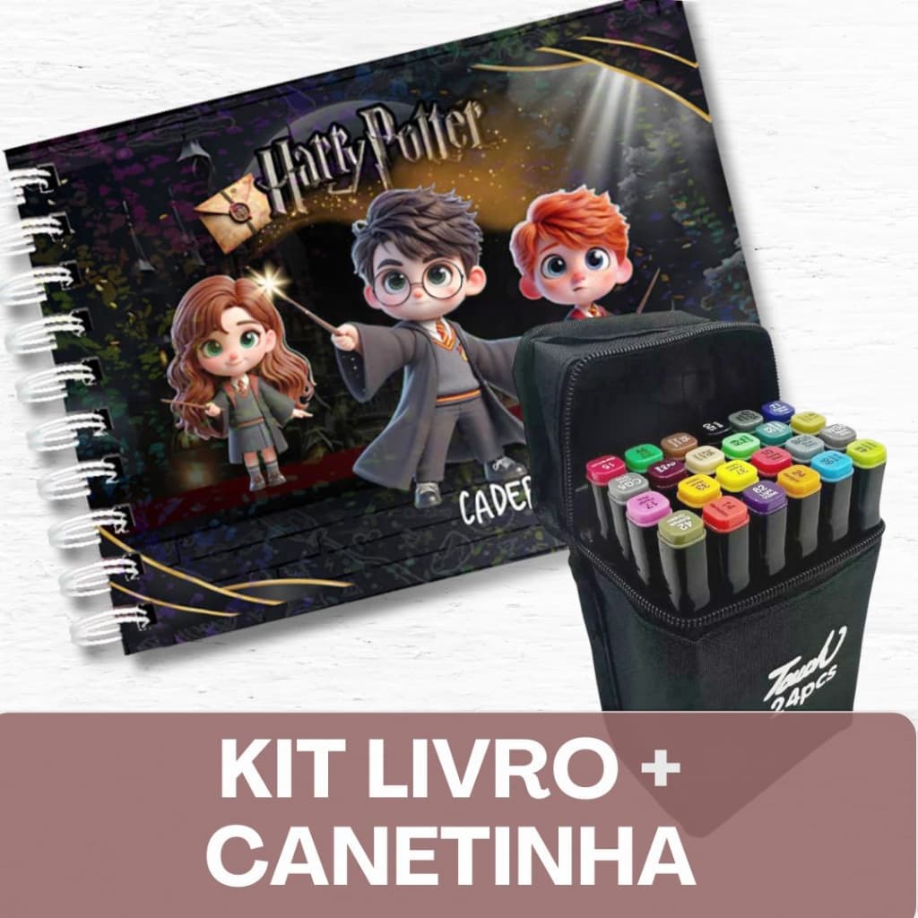 Livro de Colorir Harry.Potter + Canetinhas / 50 Folhas / Capa Holográfica
