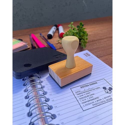 Kit Carimbo personalizado grande rotina diária agenda escolar, professores, escolas creches