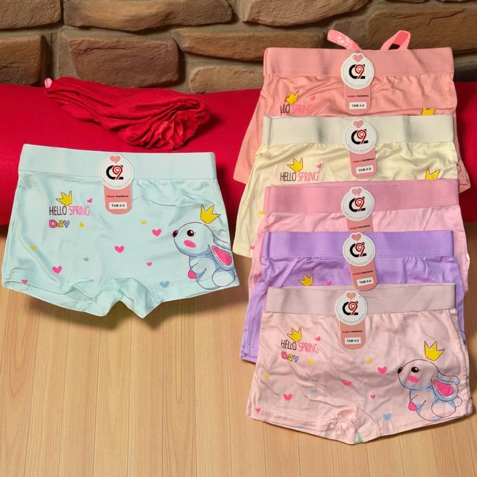 Kit com 02/05/10 Calcinha Importada Shortinho Infantil Estampado para Menina Tam 02 a 10 Anos