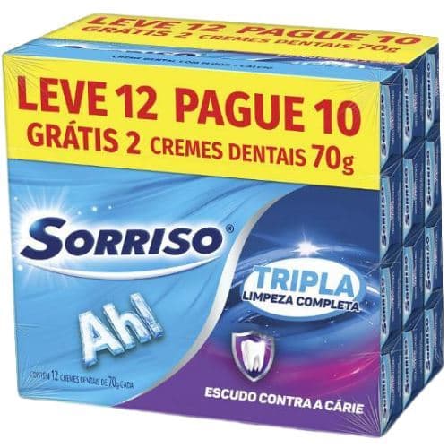 Creme Dental Tripla Limpeza Completa Sorriso Leve 12 Pague 9 70g.