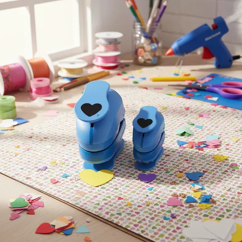 Kit Cortador Furador Eva E Papel Scrapbook - Coração 16mm + 25mm