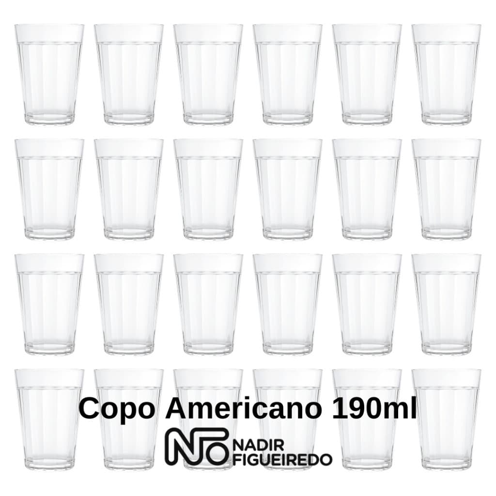 Kit Jogo 12/24/48 Copos Americano Nadir 190ml vidro bar restaurante café cerveja suco Ref. 2010