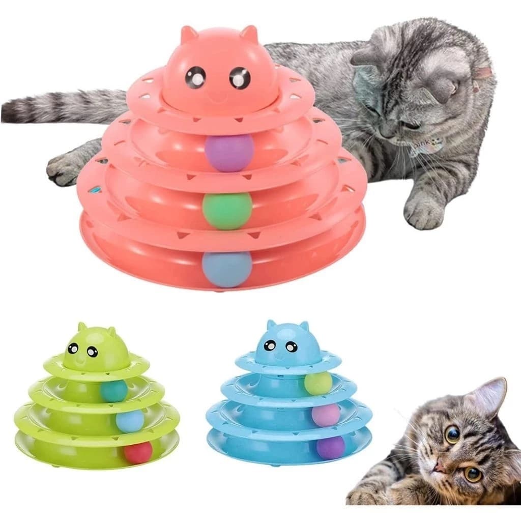 Brinquedo Interativo Gatos Torre De Bolinhas Níveis Pets Cabeça Gatinho