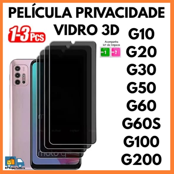 Película Privacidade 3D Anti Spy Para Moto G10 G20 G30 G50 G60 G60S G100 G200