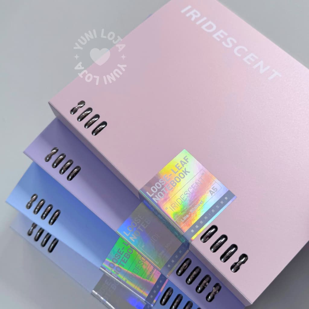 Caderno Fichário Transparente Coreano Tons Pasteis - Tamanho B5 e A5