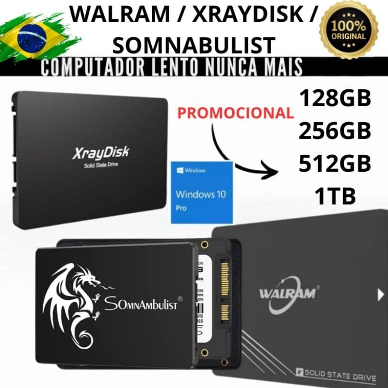 SSD 128GB 256GB 512GB WINDOWNS 10 PRO + ENVIO IMEDIADO -  WALRAM / XRAYDISK / GOLDENFIR / SOMNAMBULIST