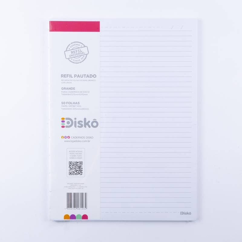 REFIL DISKÔ 50 FOLHAS PAUTADAS G OFFSET 90G