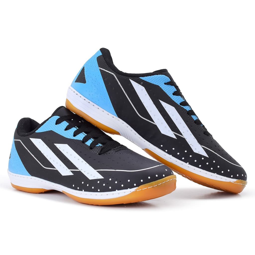 Tênis de Futsal Unissex Preta Futebol Quadra Salão e Campo com Solado Costurado e Envio Rápido