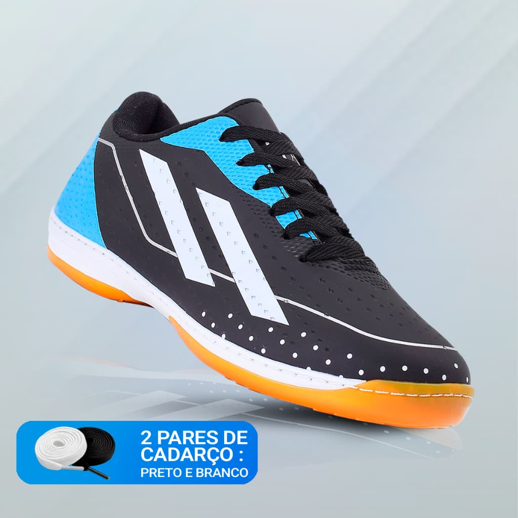 Chuteira de Futsal Unissex Preta Futebol Quadra Salão e Campo com Solado Costurado e Envio Rápido