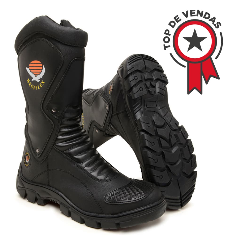 Bota Coturno Adventure Cano Longo Motociclista Ziper Lateral Masculina Galocha Protecao Marcha Macia