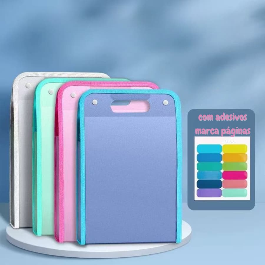 Pasta Sanfonada A4 para Organização de Documentos e Arquivos Escolares