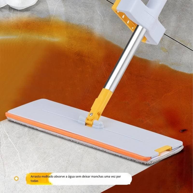 2 em 1 Rodo Mop Esfregao Flat Mop Grande Limpa E Seca C/ 2 Refil