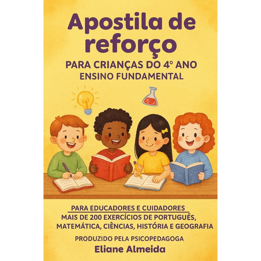 APOSTILA DE REFORÇO 4º FUNDAMENTAL 2025 COM 200 EXERCÍCIOS DE PORT.MAT.CIÊ.HIST.GEO