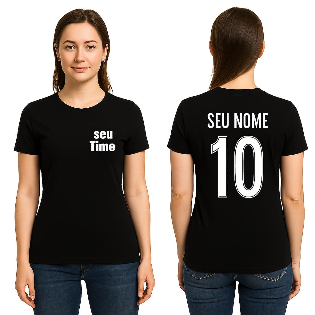 Camiseta Personalizada Adulto Camisa Unissex Nome Número Time Estampa Exclusiva Presente Futebol