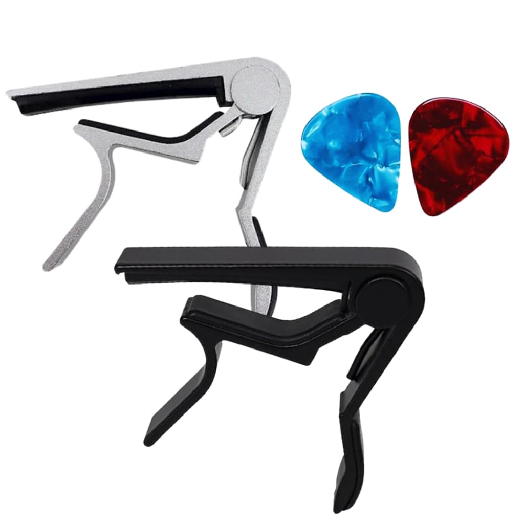 Capotraste Pestana Braçadeira Violão Ukulele Instrumentos Metal + 2 Palhetas  NV