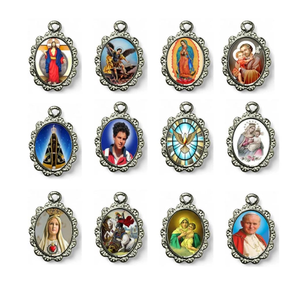 Medalhas de Santos Católicos Resinados em Metal 10 ou 30 unidades para lembrancinhas e dezenas e terços religiosos