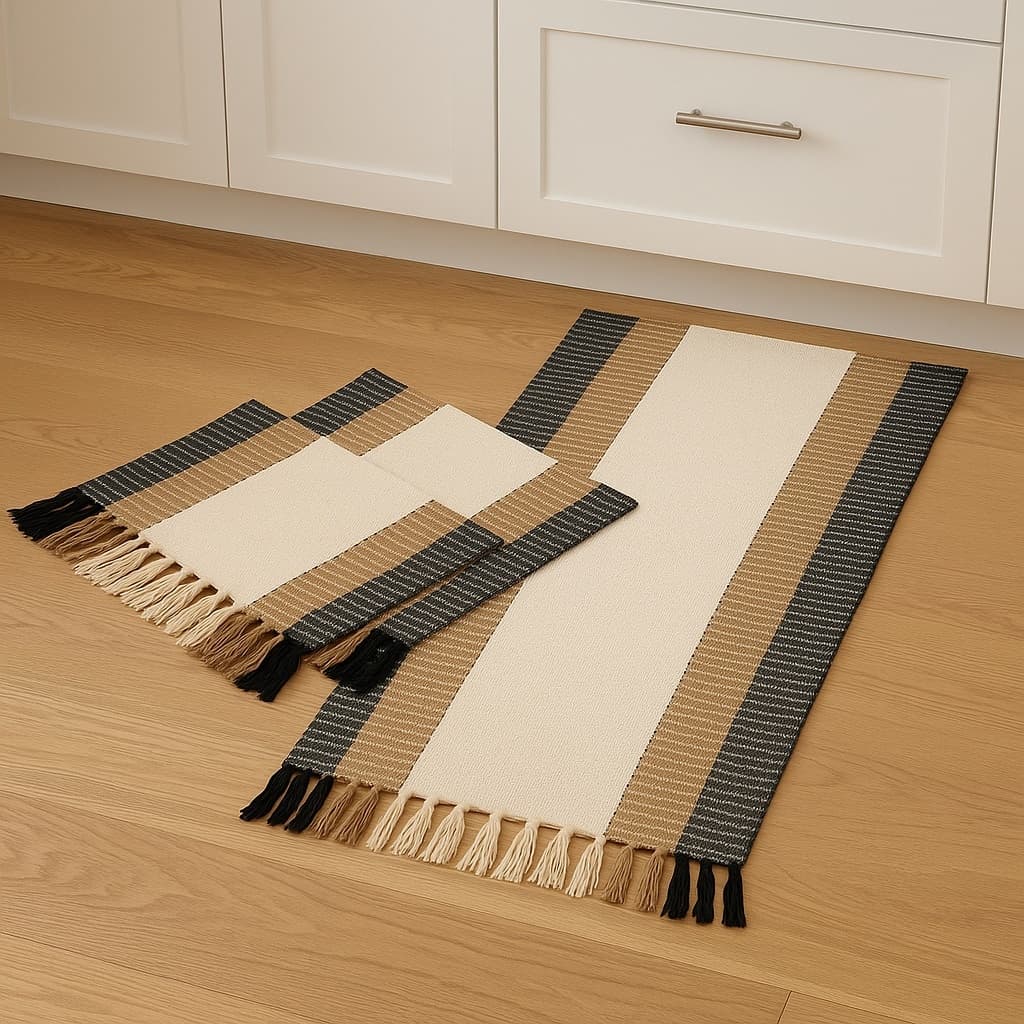 Kit 3 Peças de Tapete para Cozinha – Passadeiras com Design Moderno e Alta Qualidade