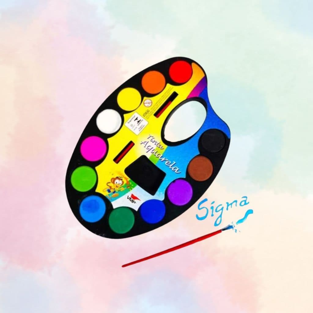 Tinta Aquarela Estojo 12 Cores + Pincel VMP