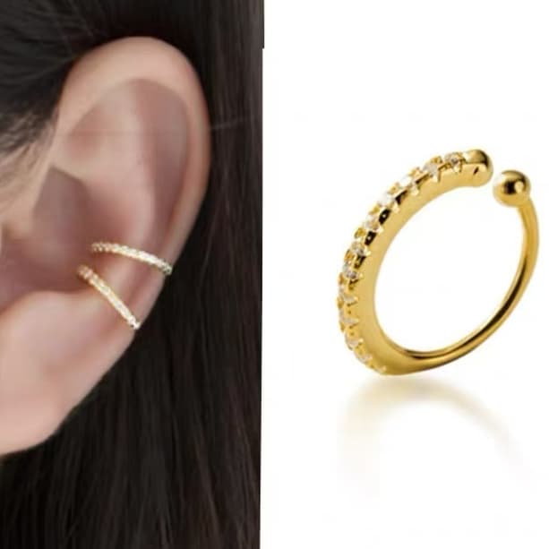 Feeling 316L Hot 1 Pc Helix Cartilagem Conch Falso Piercing Jóias Ajustável Cz Ear Cuff Brinco Bijuteria