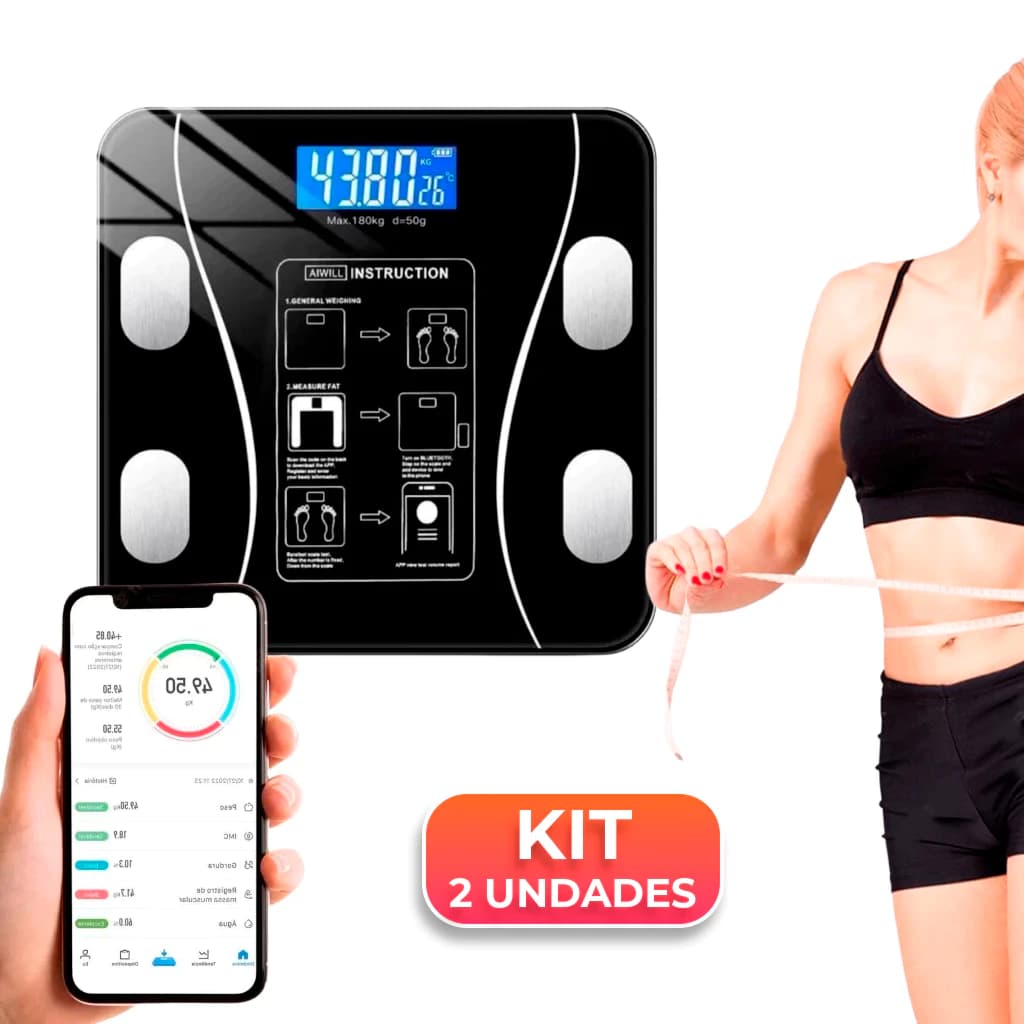 Balança Digital Medidora Corporal Bioimpedância até 180kg - Oliverhome