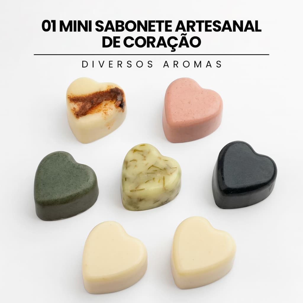 01 Mini Sabonete Artesanal de Coração - Diversos Aromas