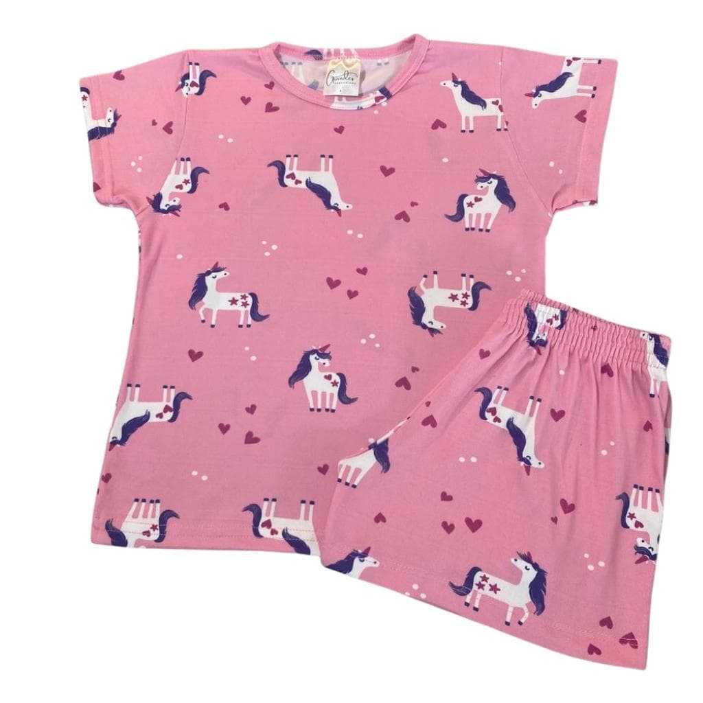 Pijama Infantil Menina Manga Curta – Conjunto Blusa + Shorts Confortável