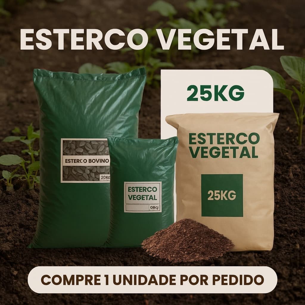 Super Esterco Bovino 25KG Adubação Orgânica  para Hortas, Jardins, Vasos e Plantadores, Fertil