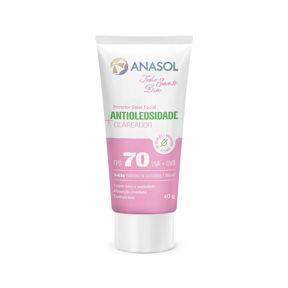 Anasol Todo Santo Dia Protetor Solar Facial Antioleosidade Clareador FPS 70 40g