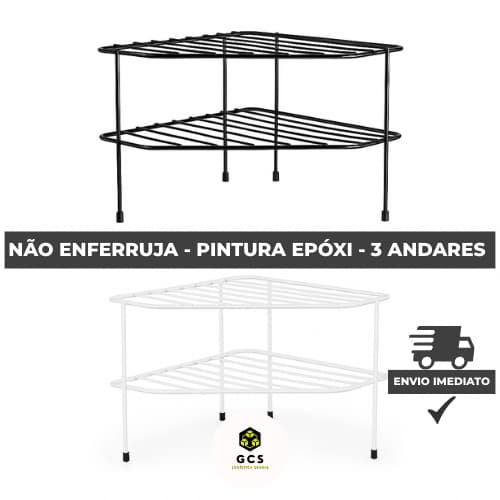 Organizador 3 Andares de Pratos Suporte de Ármário Multiuso Não Enferruja Preto ou Branco