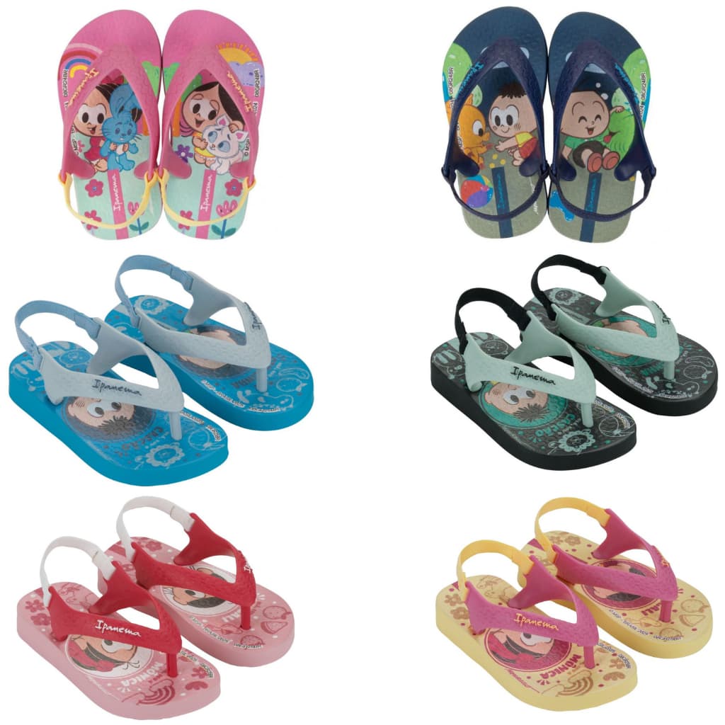 Chinelo sandalia Baby Ipanema Turma Da Monica confortavel com elastico
