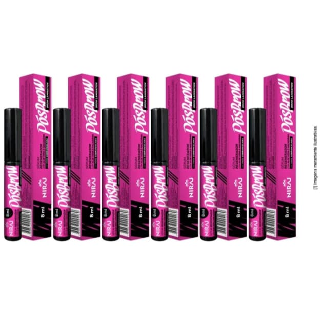 Kit Com 6 Unidades Niraj Sérum Regenerador Pós Brow- 8ml - Rosa - Com Aloe Vera e Macadâmia