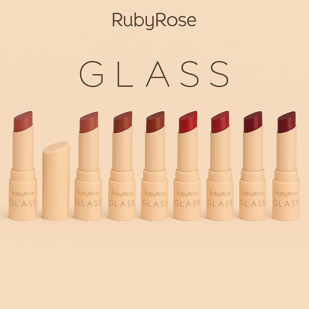 Batom Bala bastão Creamy Matte Glass by Ruby Rose Aveludado Resistente a água Alta Cobertura HBF567