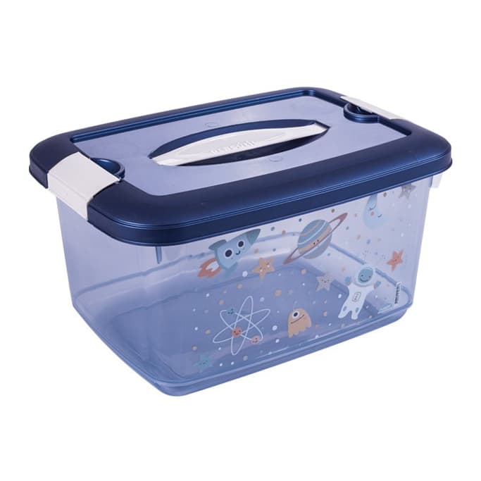 Caixa Organizadora com Alça e Trava Infantil 5,2L Cesto Organização Quartinho do Bebê Remédio/Fralda