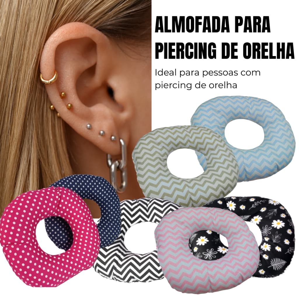 Almofada de Piercing para dormir Protetor de Ouvido com Furo no meio