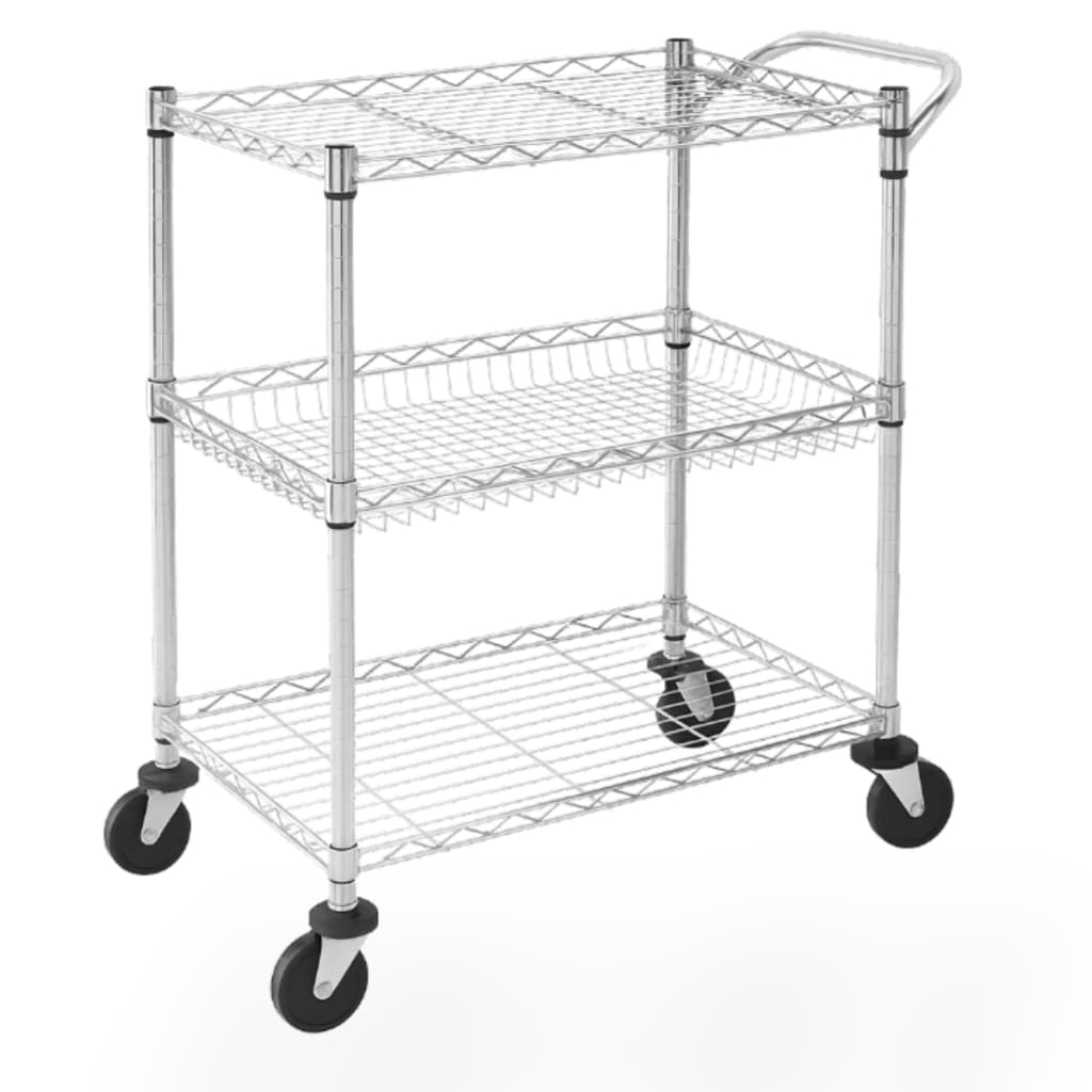 Carrinho Auxiliar De Serviço Organizador Utilitário Aço Inox 3 Prateleiras