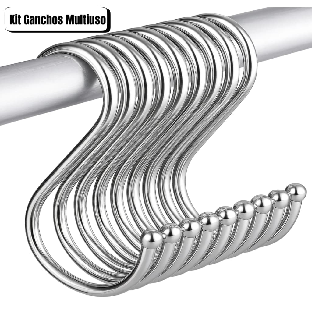 Kit com até 30 Ganchos em S de Aço Inoxidável | Organização Casa Prática Organização Doméstica, Cozinha, Banheiro Roupas